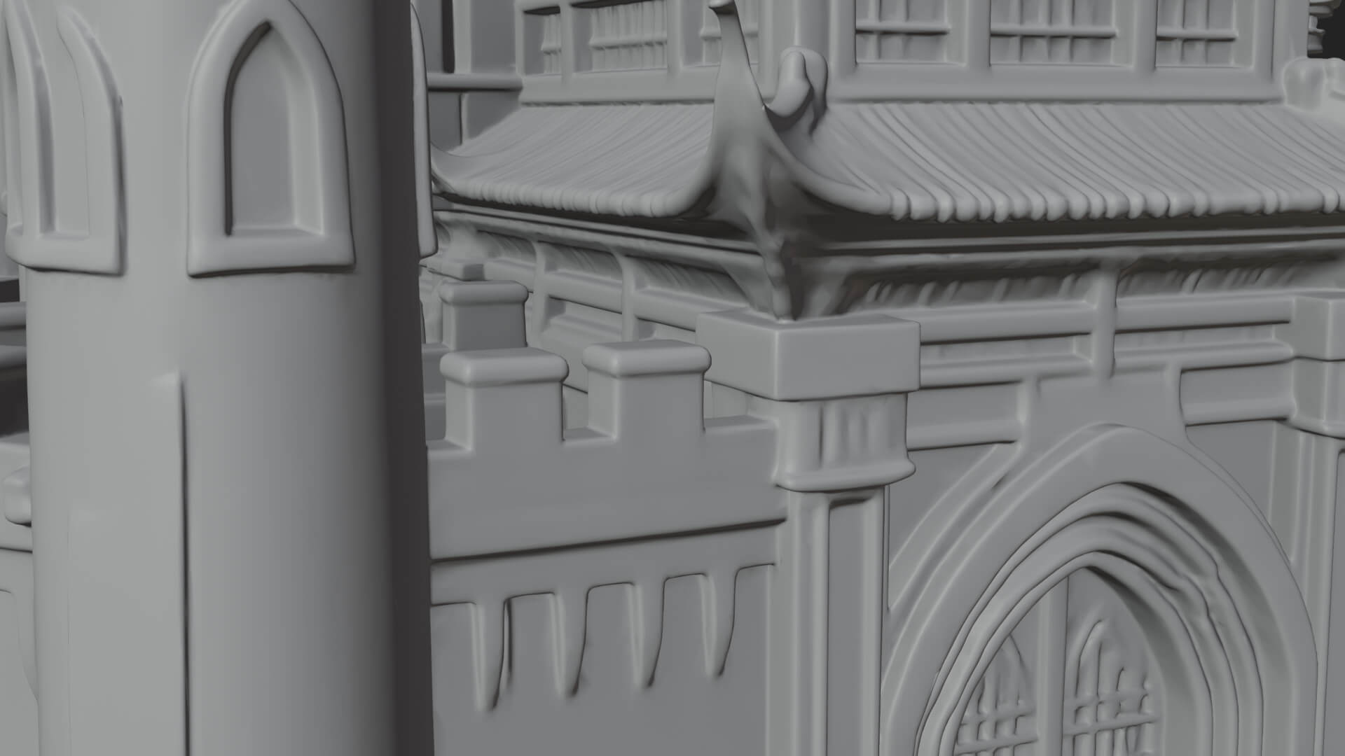 Dark Gothic Castle Design 1 3D Print Model 3D Model