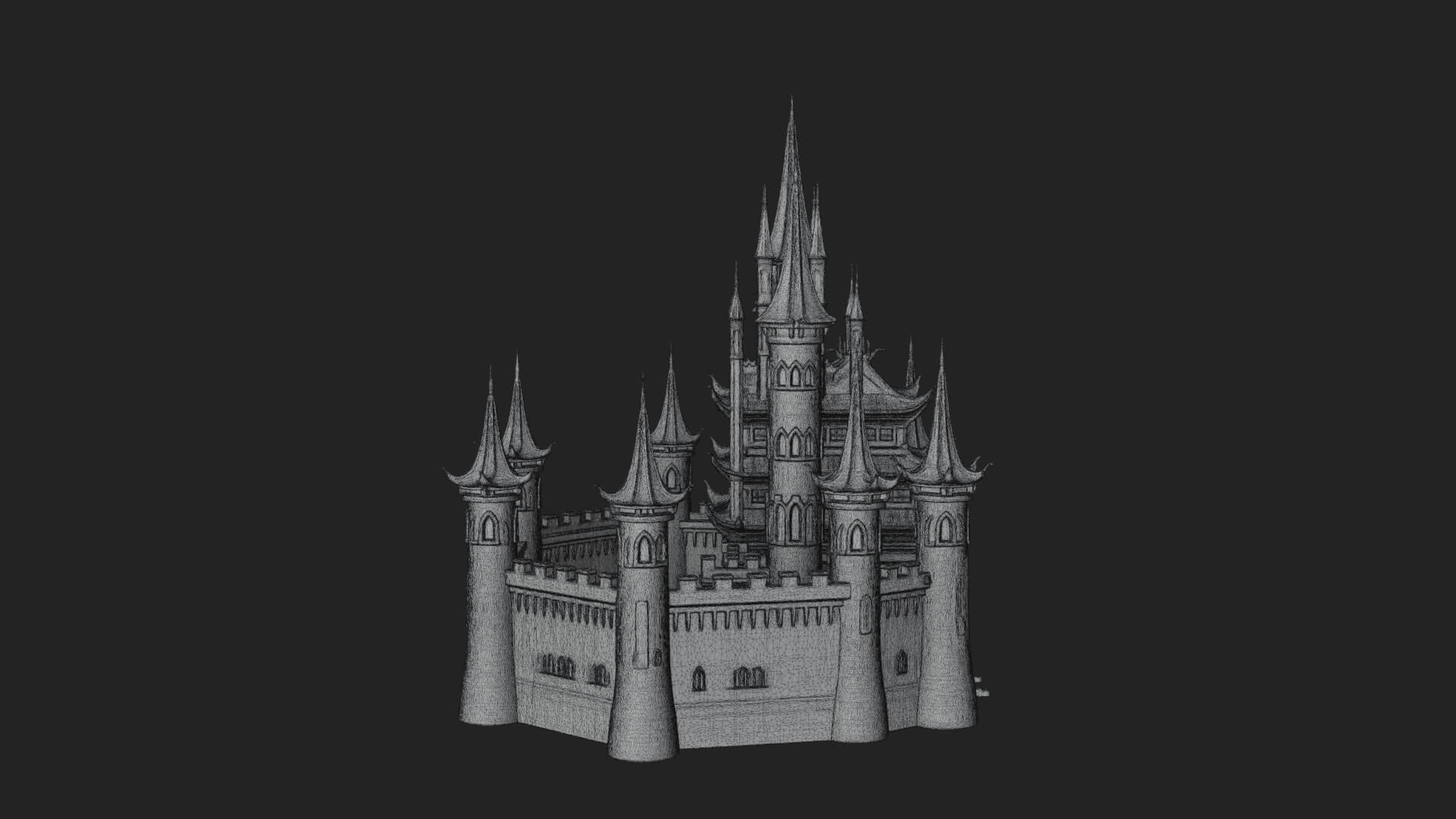 Dark Gothic Castle Design 1 3D Print Model 3D Model