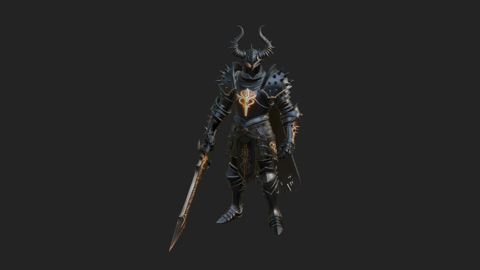 Dark Horned Knight Statue Design 10 3D Print Model 3D Model