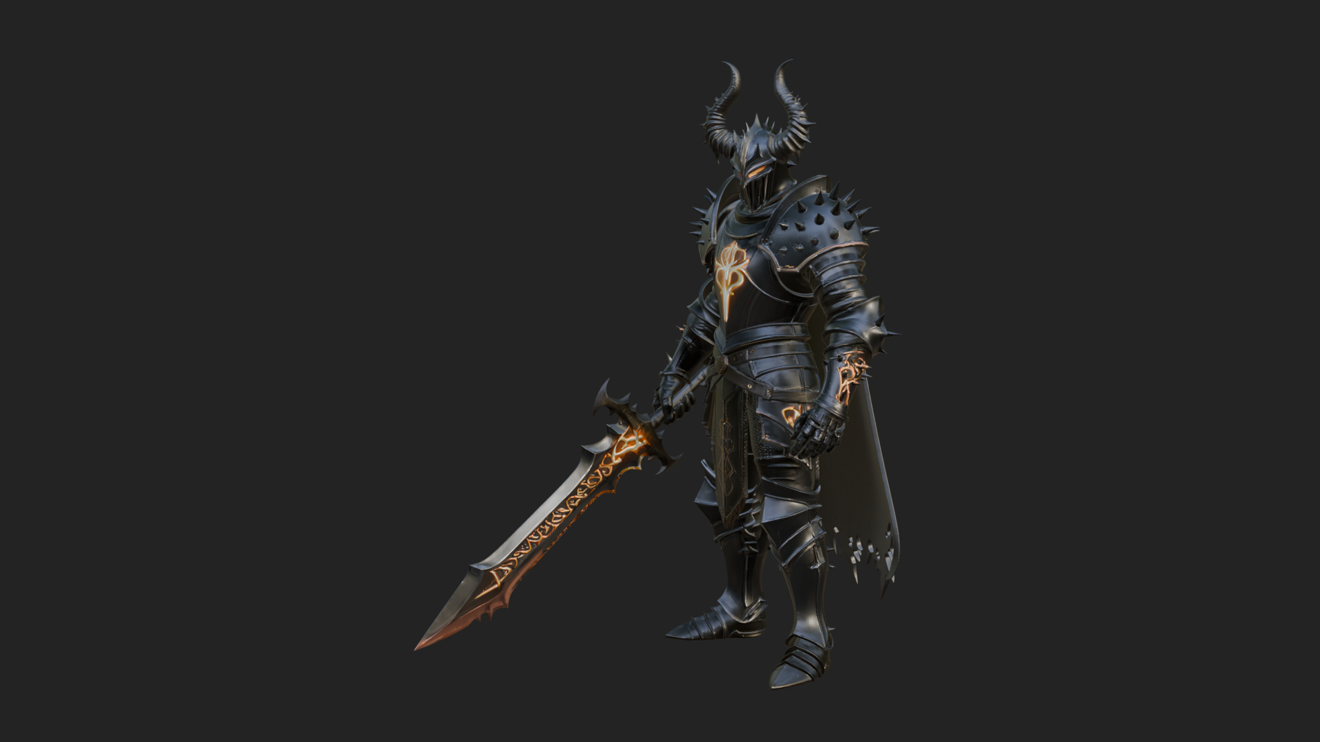 Dark Horned Knight Statue Design 10 3D Print Model 3D Model