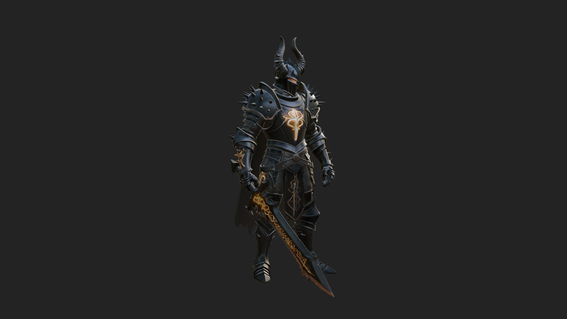 Dark Horned Knight Statue Design 10 3D Print Model 3D Model