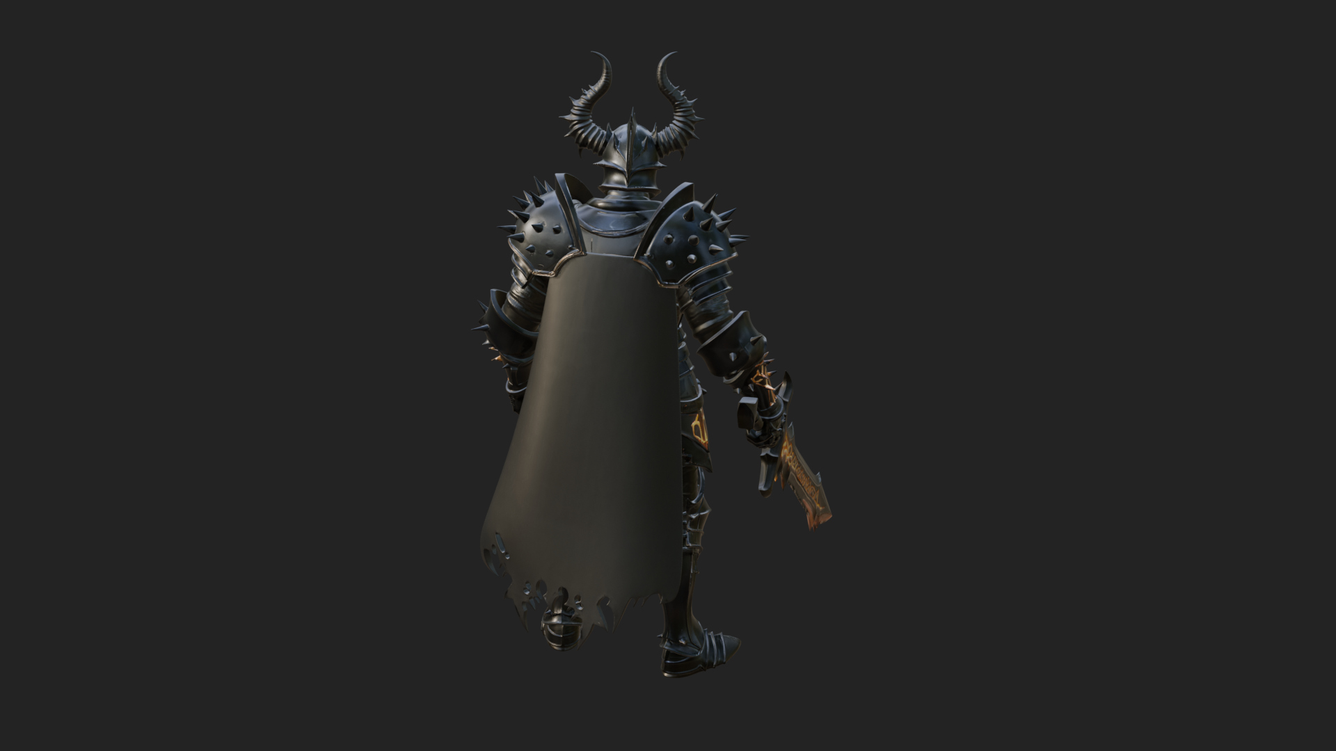 Dark Horned Knight Statue Design 10 3D Print Model 3D Model
