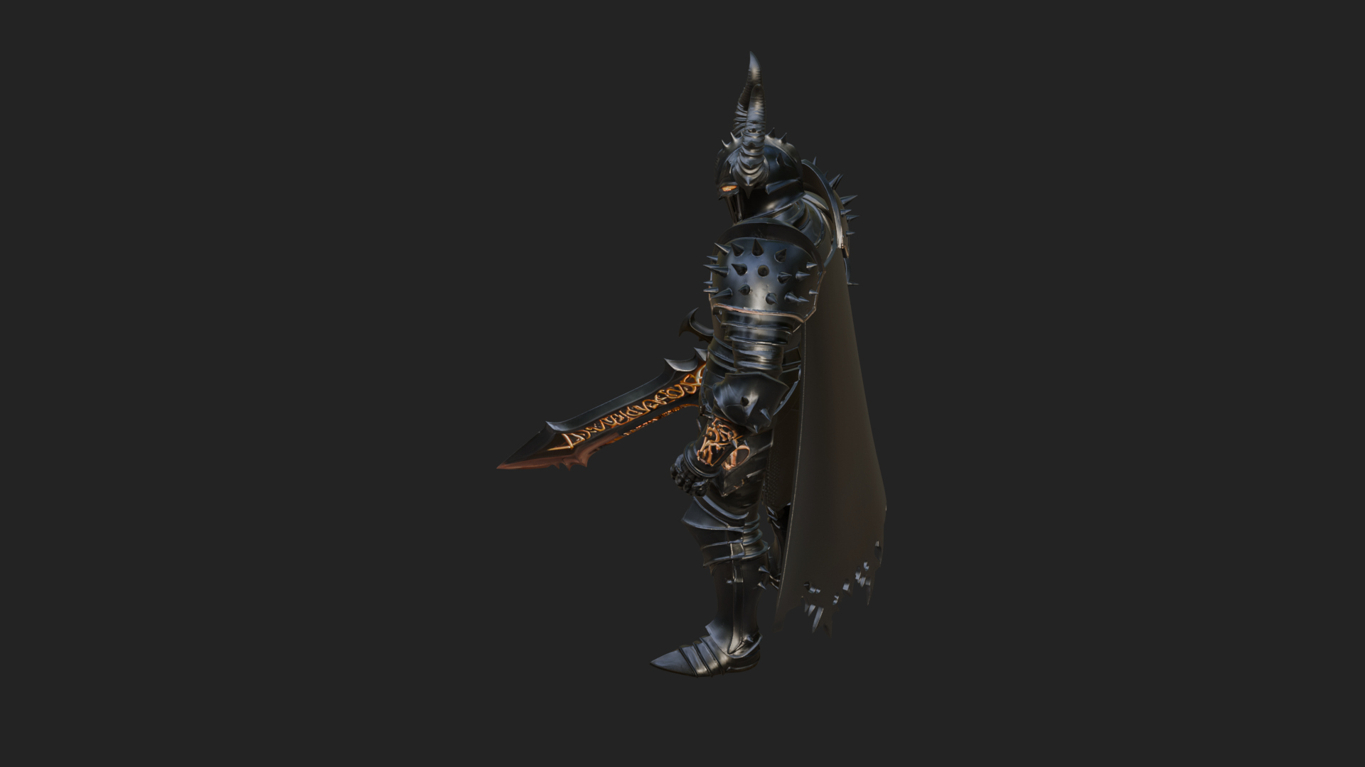Dark Horned Knight Statue Design 10 3D Print Model 3D Model