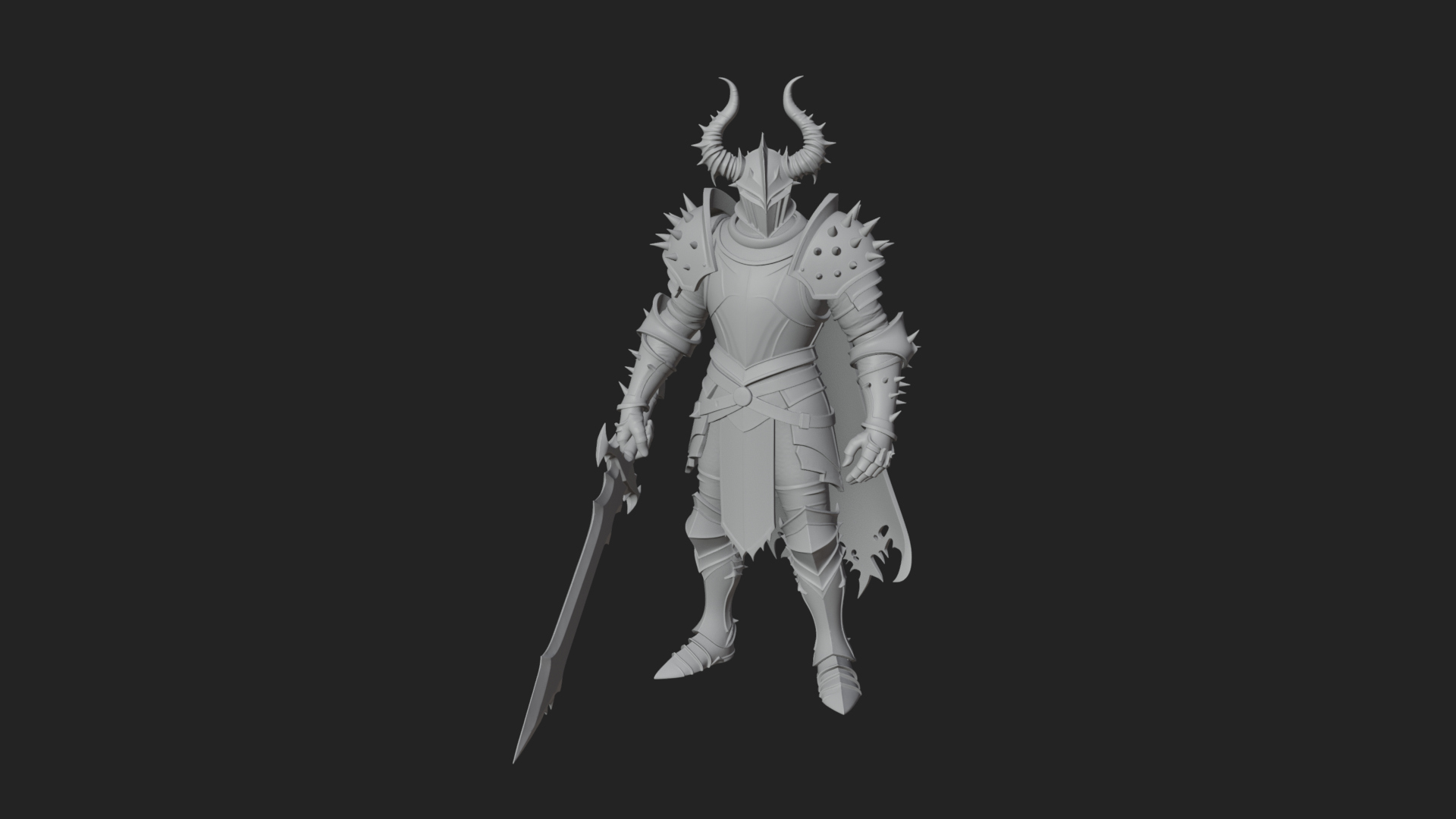 Dark Horned Knight Statue Design 10 3D Print Model 3D Model
