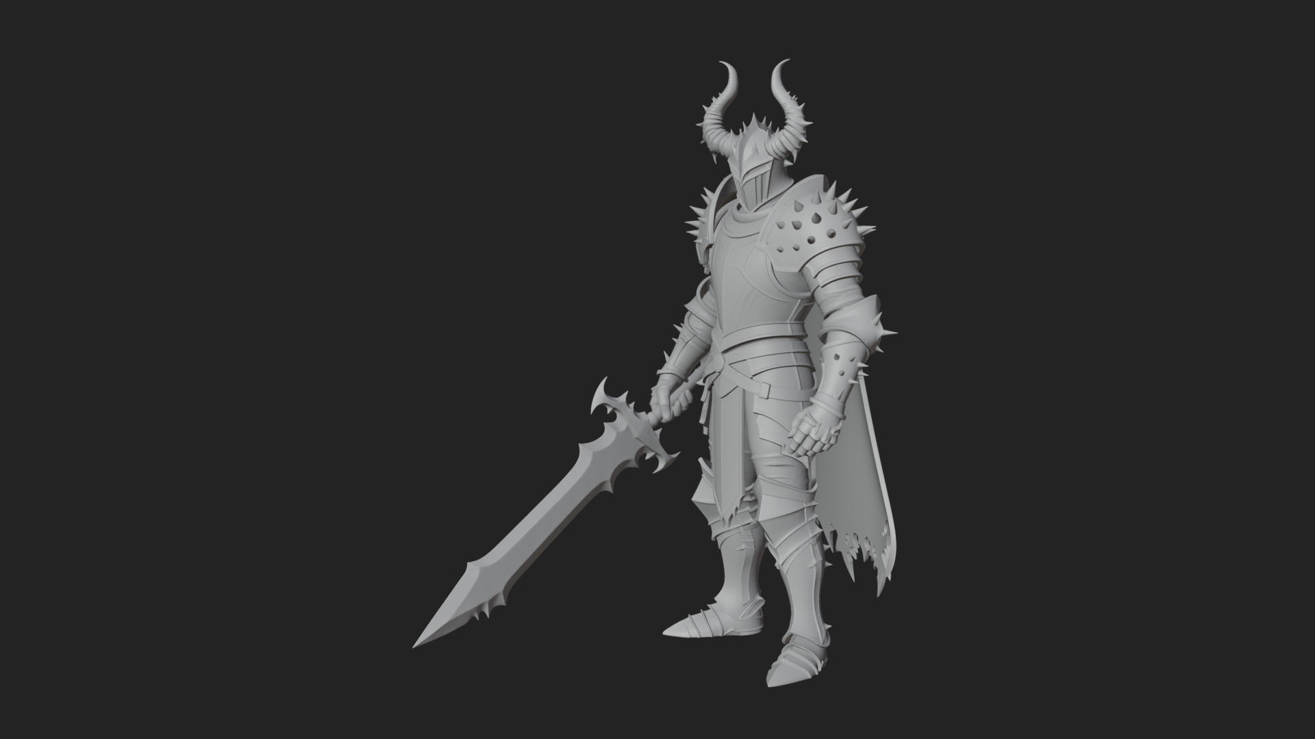 Dark Horned Knight Statue Design 10 3D Print Model 3D Model