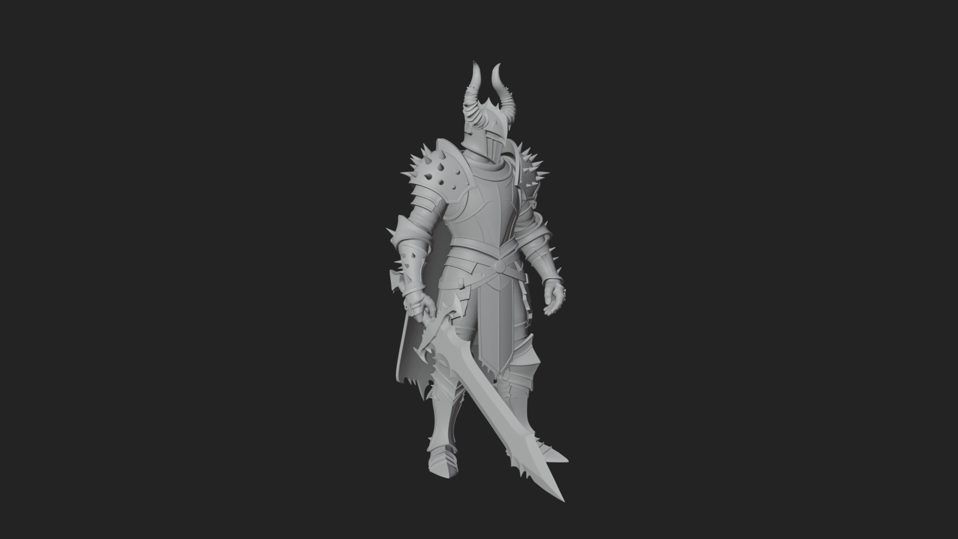 Dark Horned Knight Statue Design 10 3D Print Model 3D Model