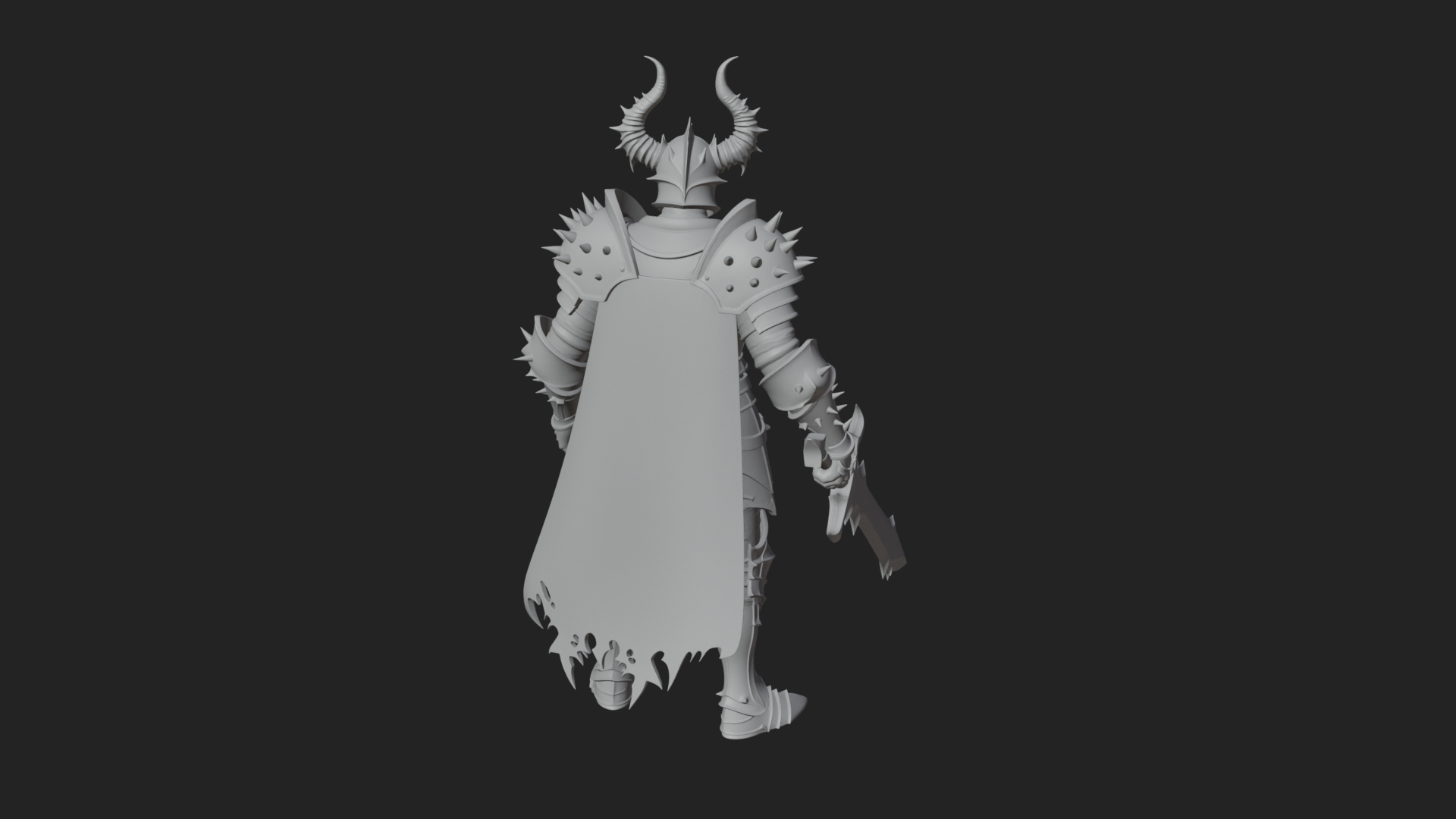 Dark Horned Knight Statue Design 10 3D Print Model 3D Model