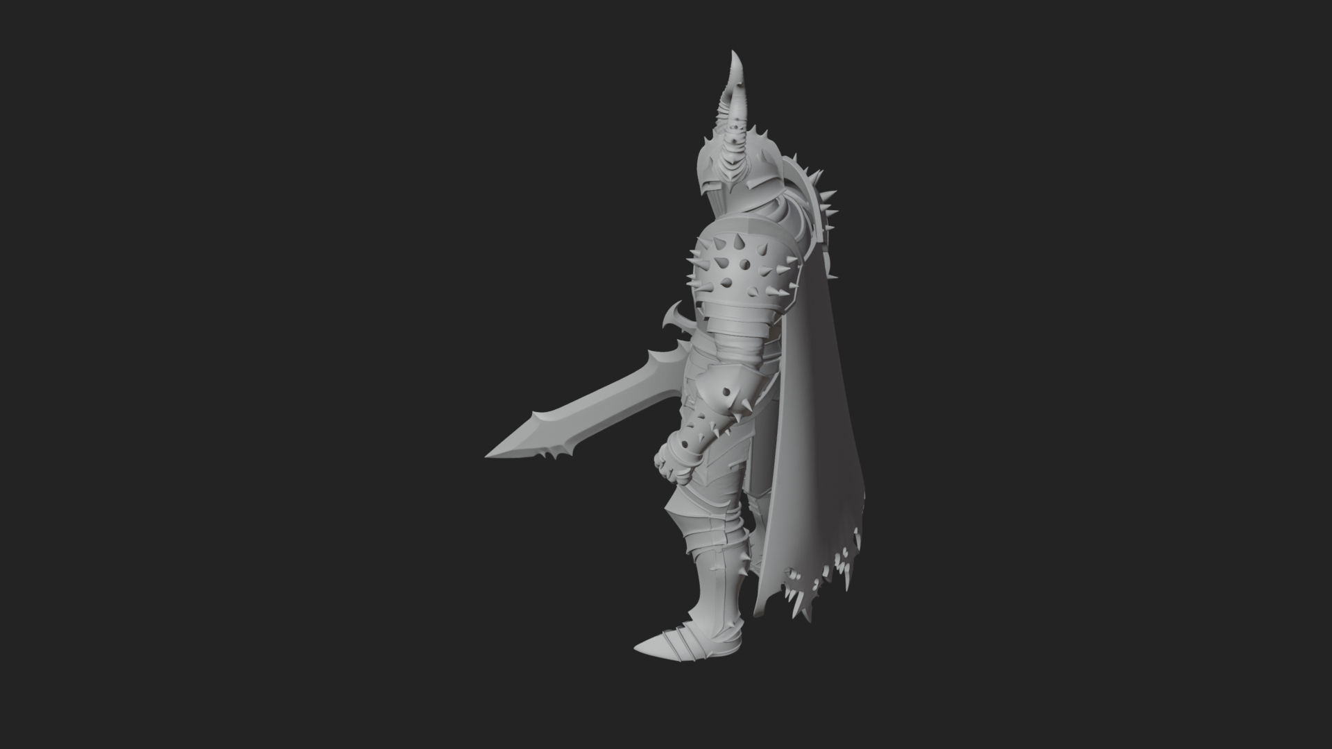 Dark Horned Knight Statue Design 10 3D Print Model 3D Model
