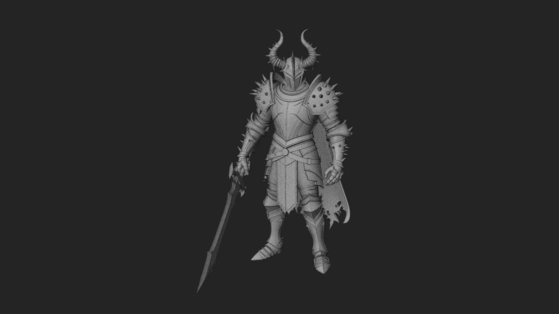 Dark Horned Knight Statue Design 10 3D Print Model 3D Model