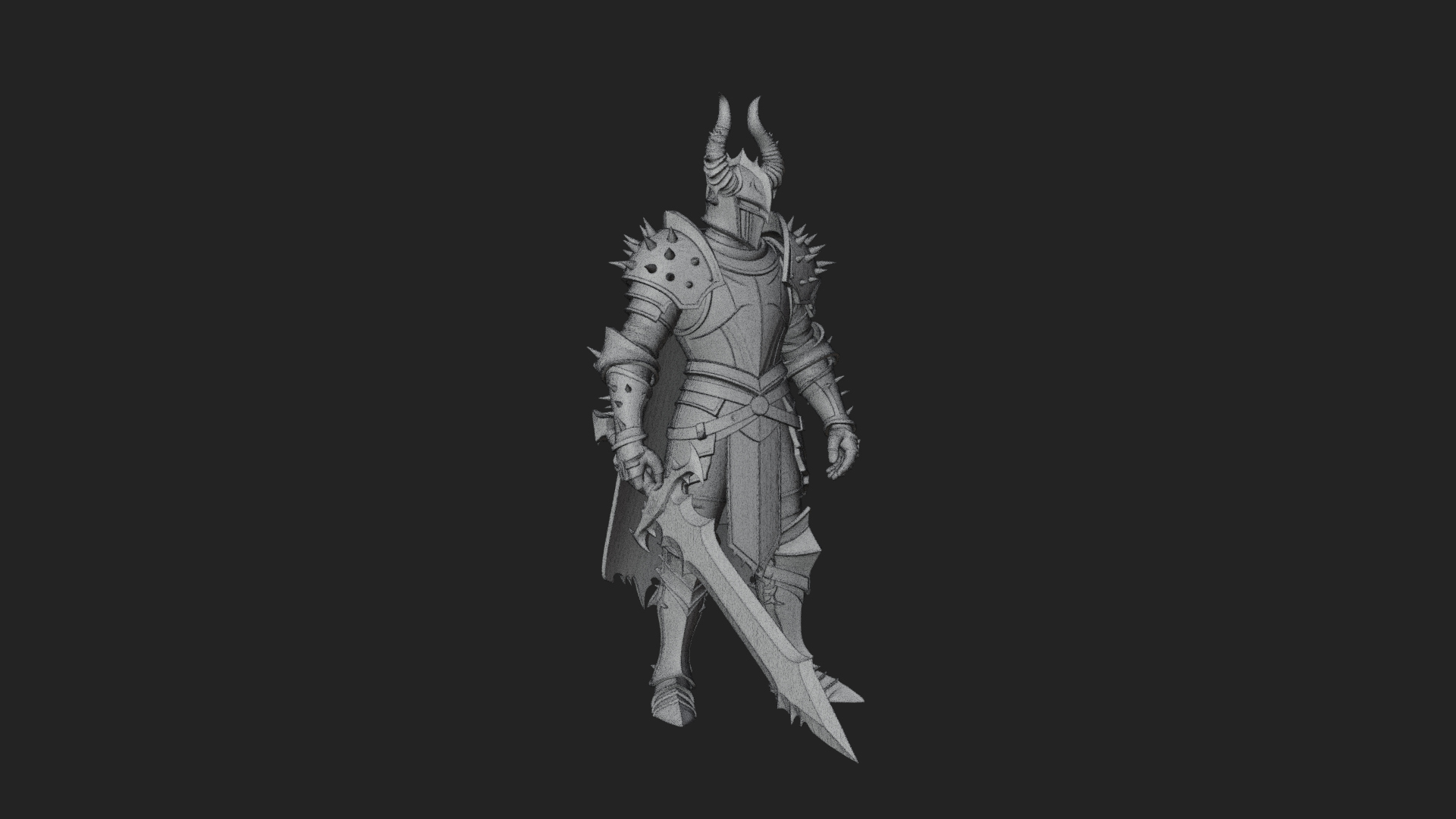 Dark Horned Knight Statue Design 10 3D Print Model 3D Model