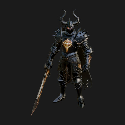 Dark Horned Knight Statue Design 10 3D Print Model
