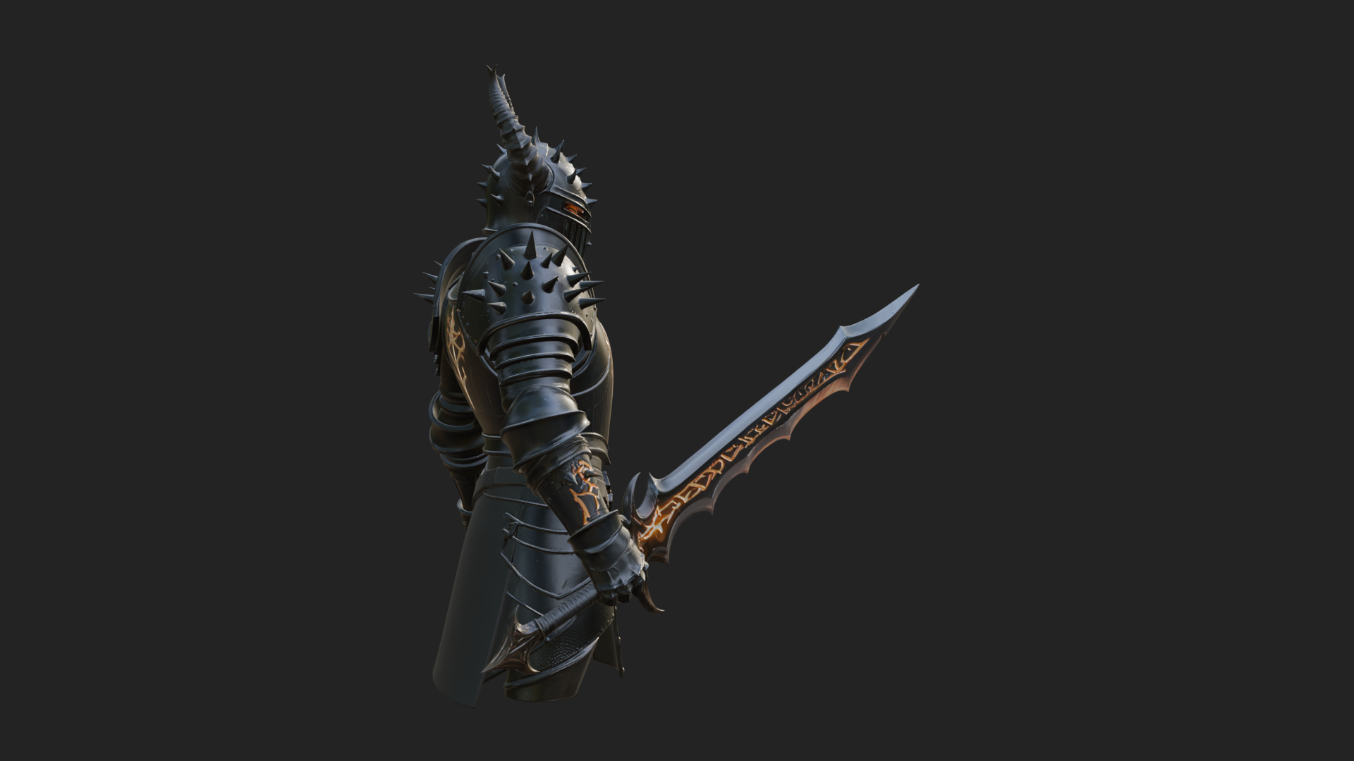 Dark Horned Knight Statue Design 11 3D Print Model 3D Model