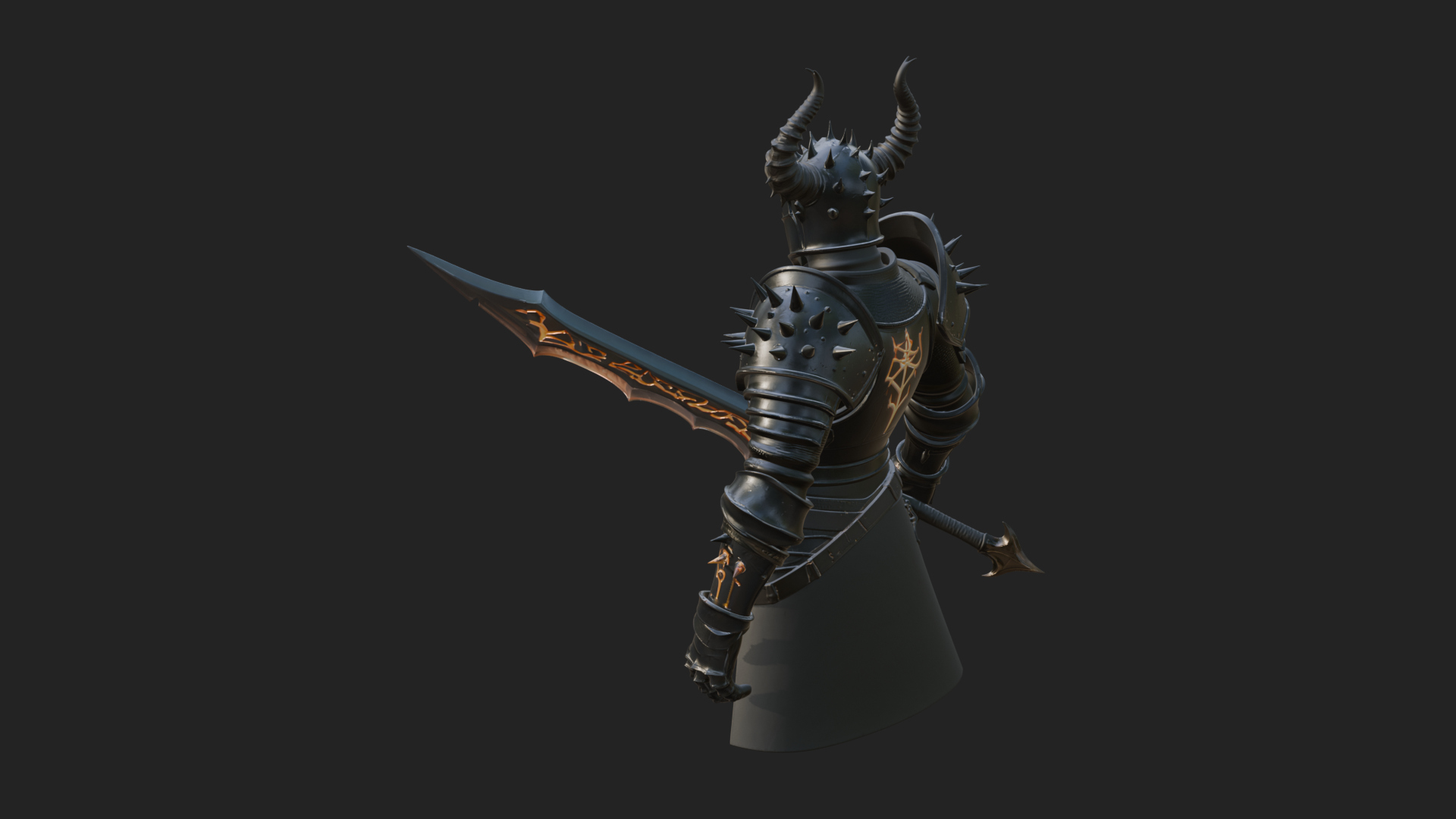 Dark Horned Knight Statue Design 11 3D Print Model 3D Model