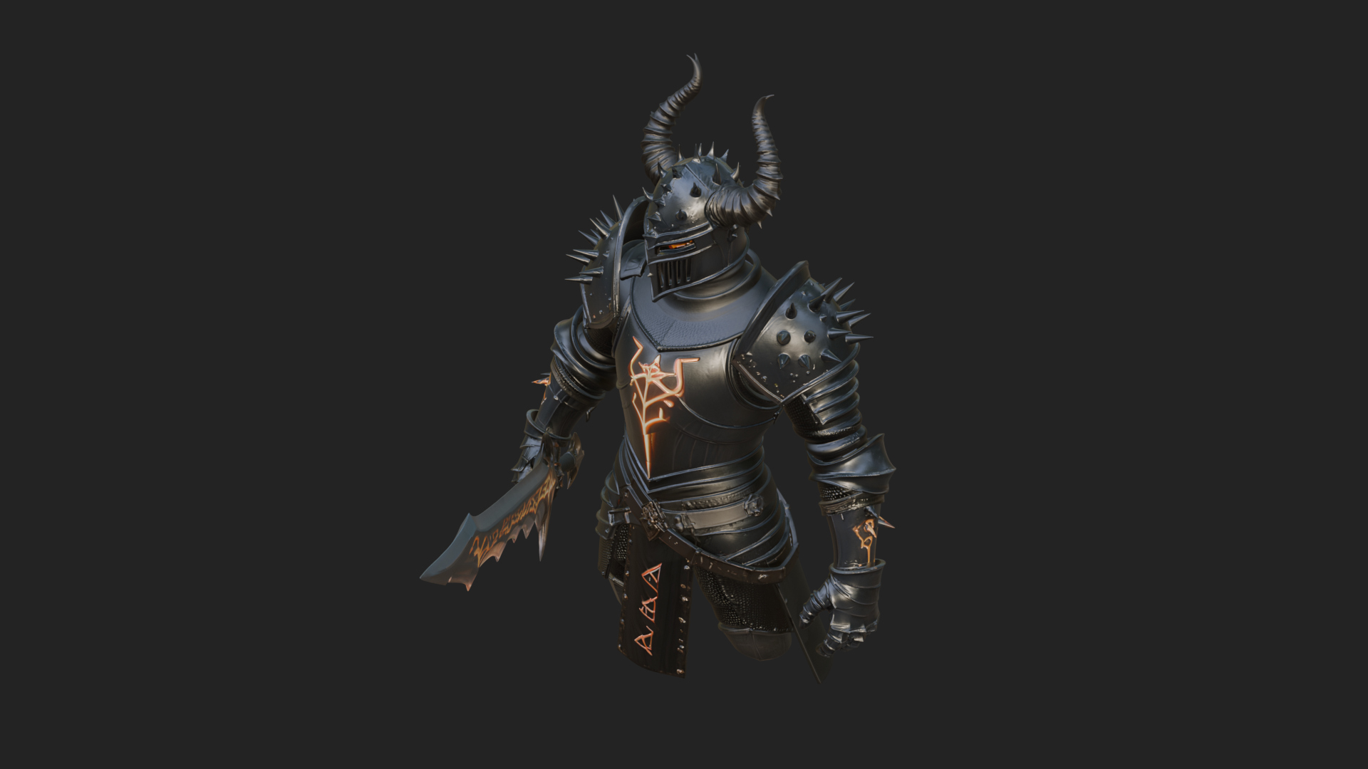 Dark Horned Knight Statue Design 11 3D Print Model 3D Model