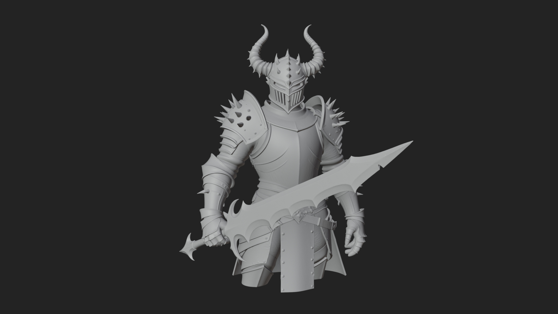 Dark Horned Knight Statue Design 11 3D Print Model 3D Model