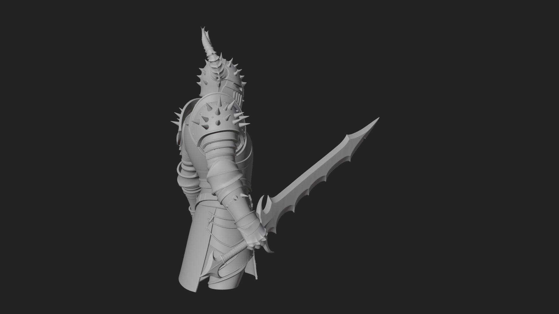 Dark Horned Knight Statue Design 11 3D Print Model 3D Model