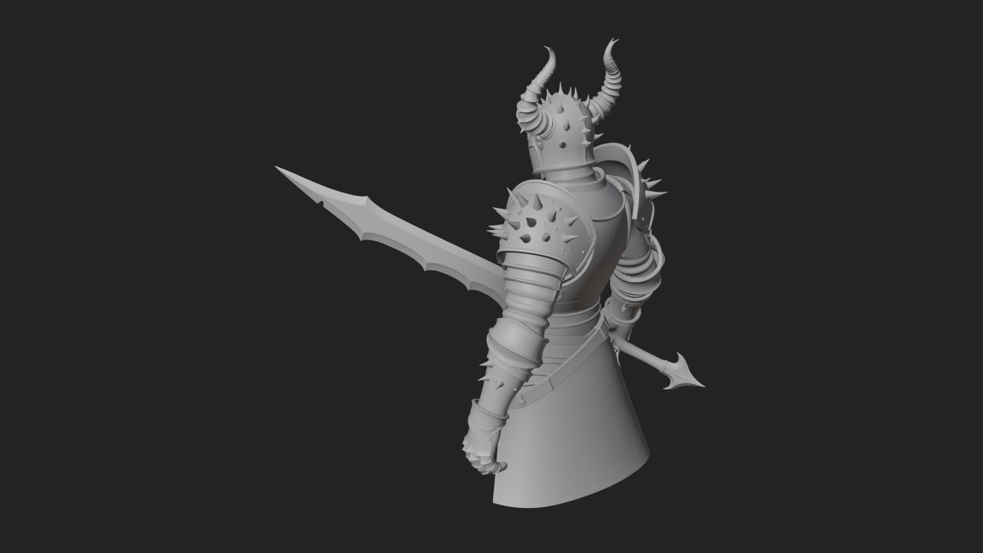 Dark Horned Knight Statue Design 11 3D Print Model 3D Model