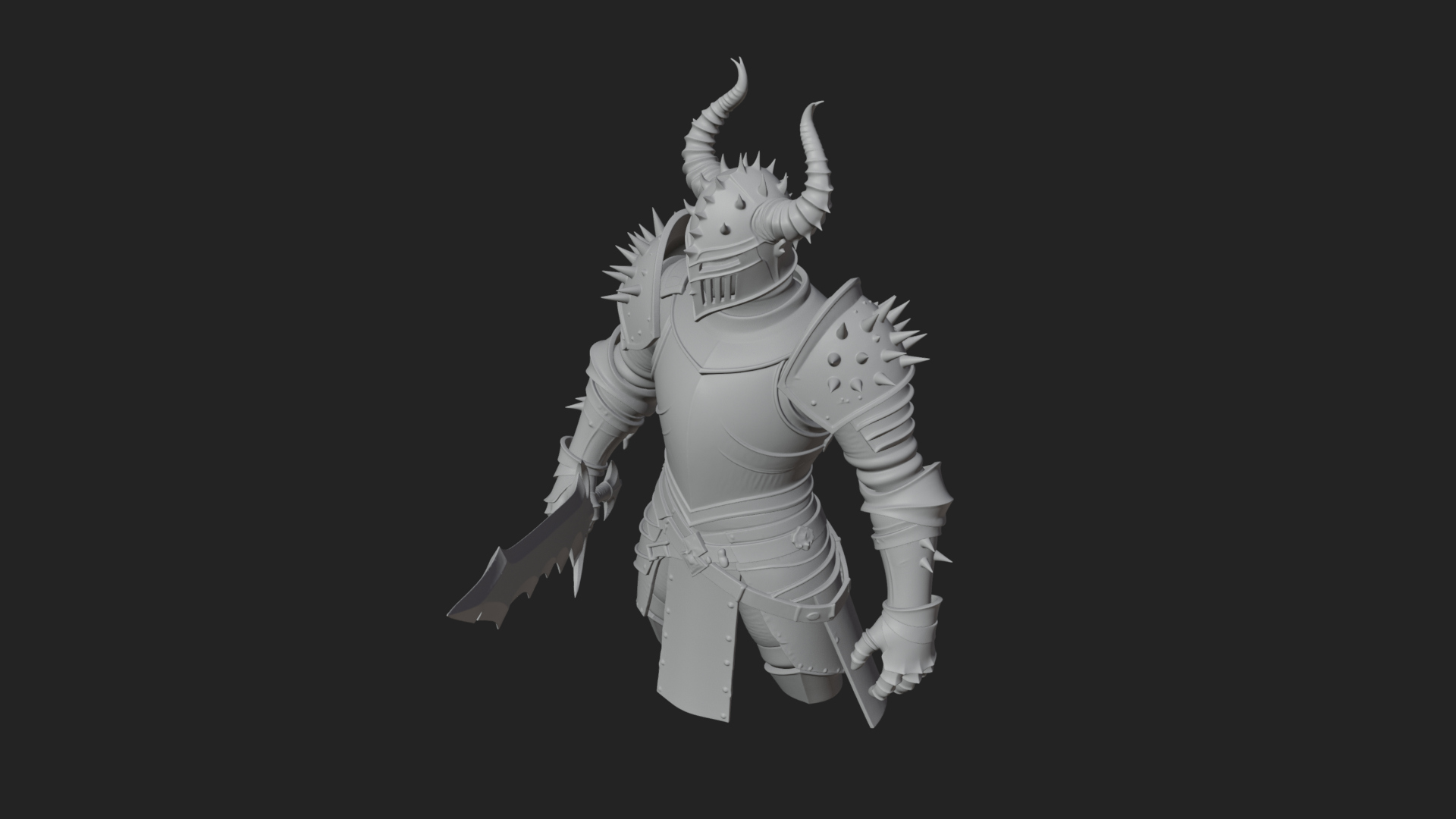 Dark Horned Knight Statue Design 11 3D Print Model 3D Model