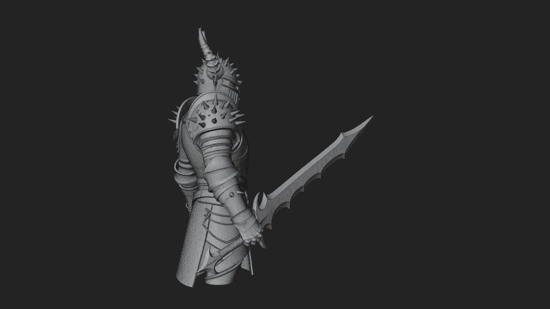 Dark Horned Knight Statue Design 11 3D Print Model 3D Model
