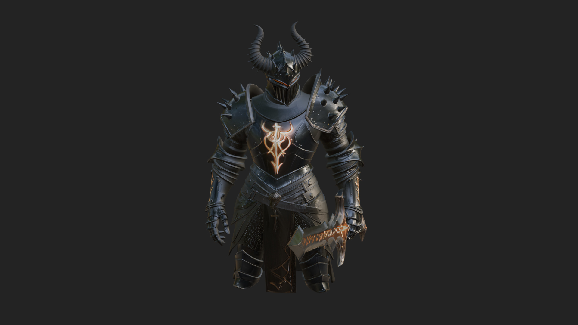 Dark Horned Knight Statue Design 12 3D Print Model 3D Model