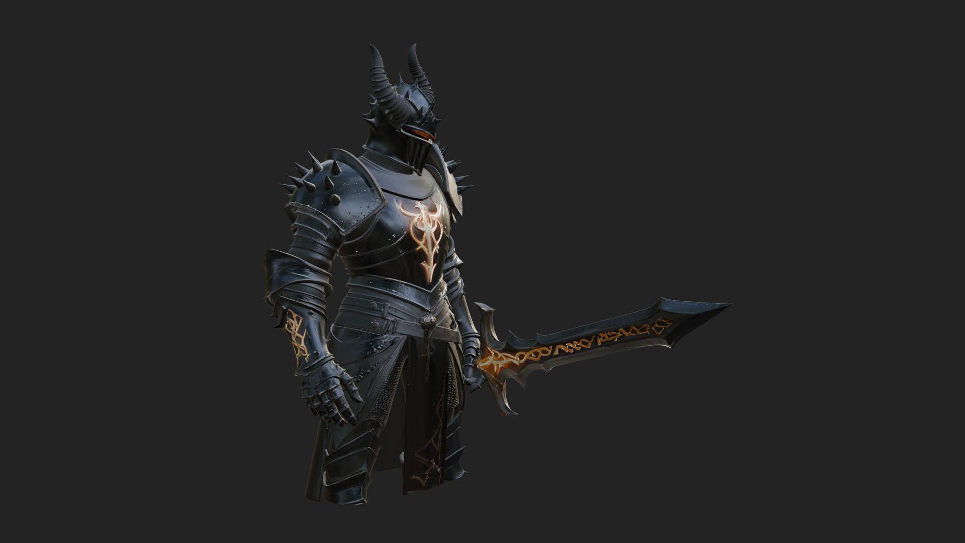 Dark Horned Knight Statue Design 12 3D Print Model 3D Model