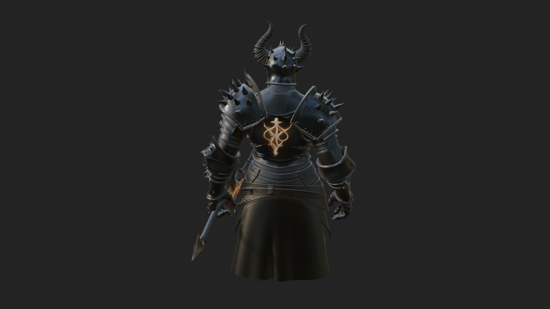 Dark Horned Knight Statue Design 12 3D Print Model 3D Model