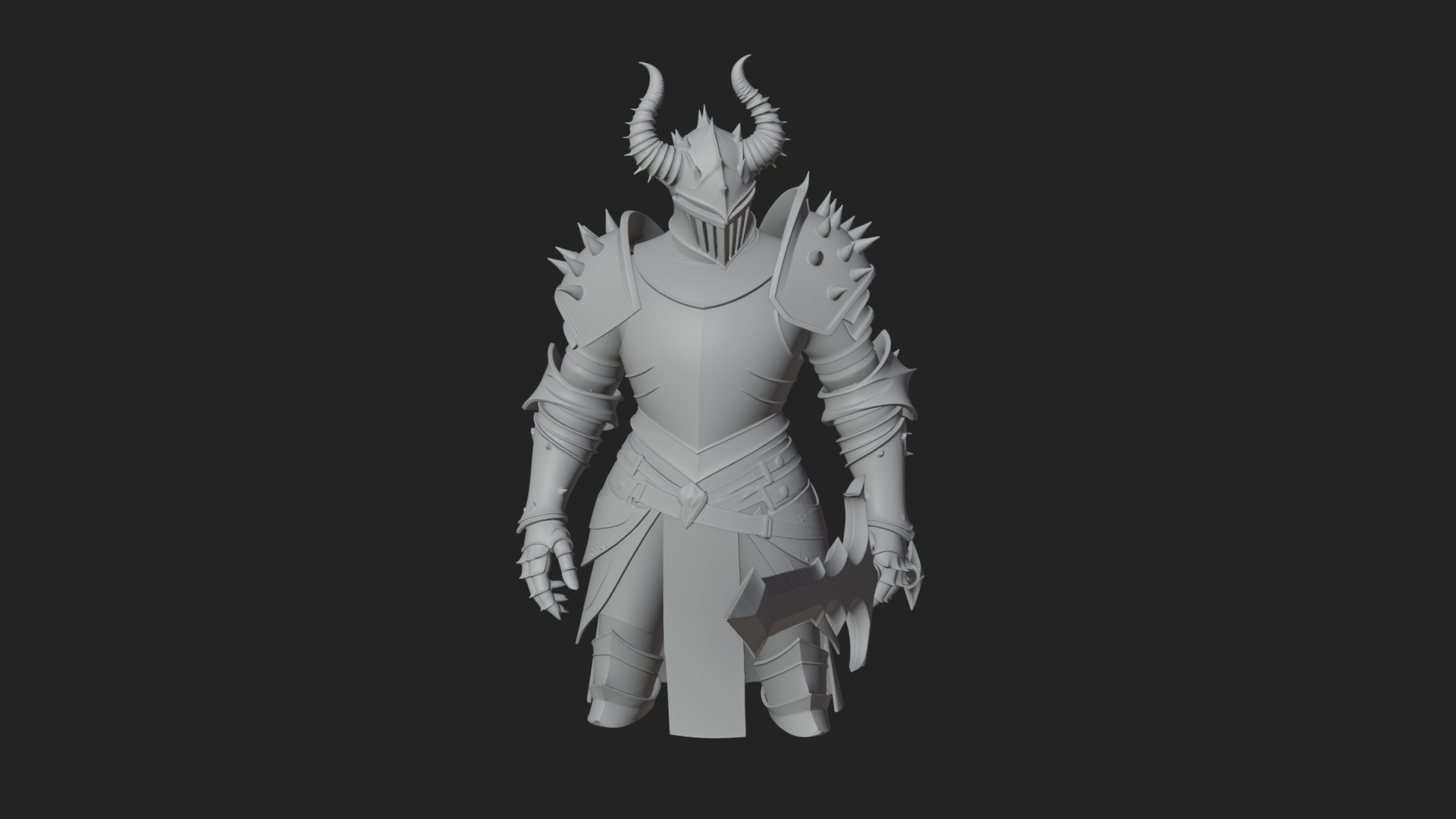 Dark Horned Knight Statue Design 12 3D Print Model 3D Model