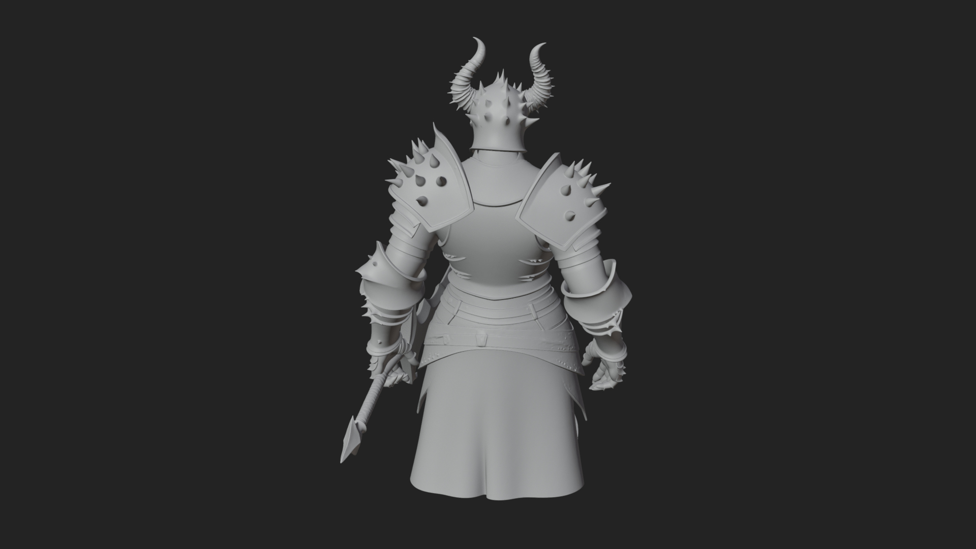 Dark Horned Knight Statue Design 12 3D Print Model 3D Model