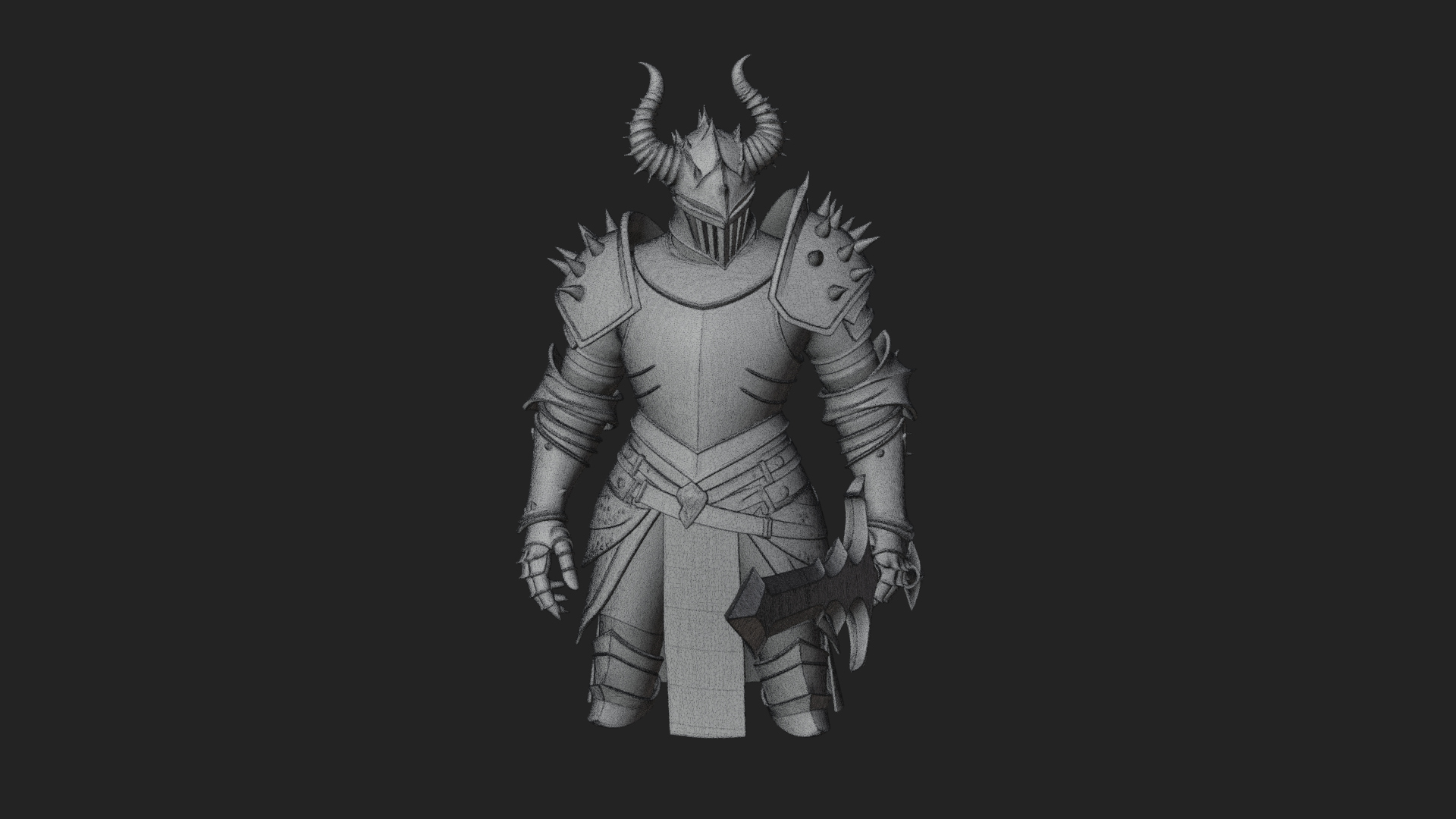 Dark Horned Knight Statue Design 12 3D Print Model 3D Model