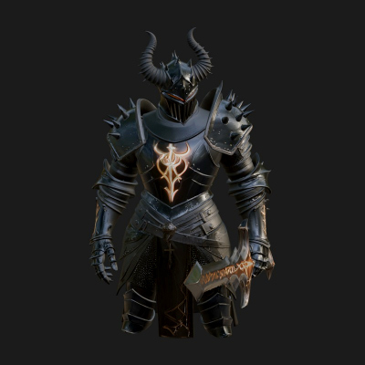Dark Horned Knight Statue Design 12 3D Print Model
