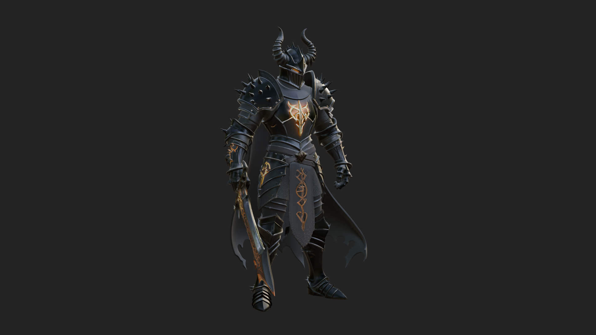 Dark Horned Knight Statue Design 9 3D Print Model 3D Model