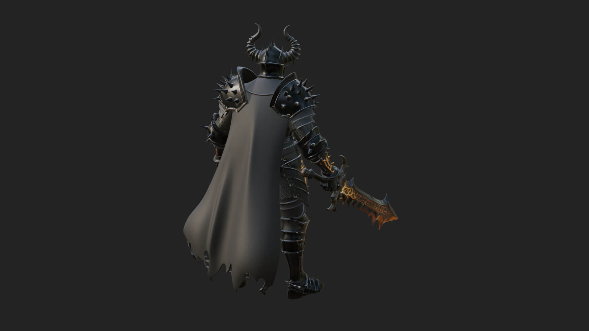 Dark Horned Knight Statue Design 9 3D Print Model 3D Model