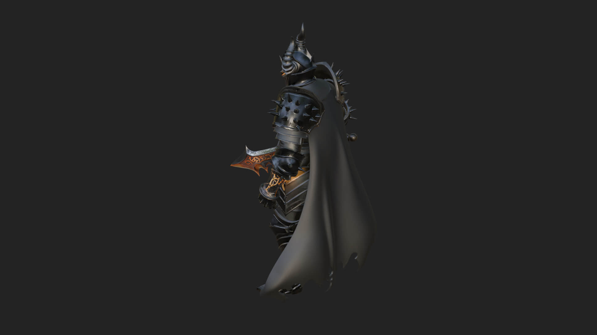 Dark Horned Knight Statue Design 9 3D Print Model 3D Model