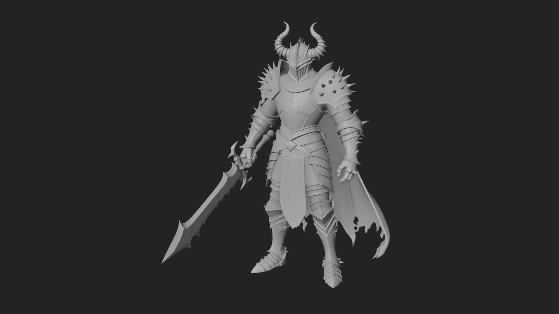 Dark Horned Knight Statue Design 9 3D Print Model 3D Model