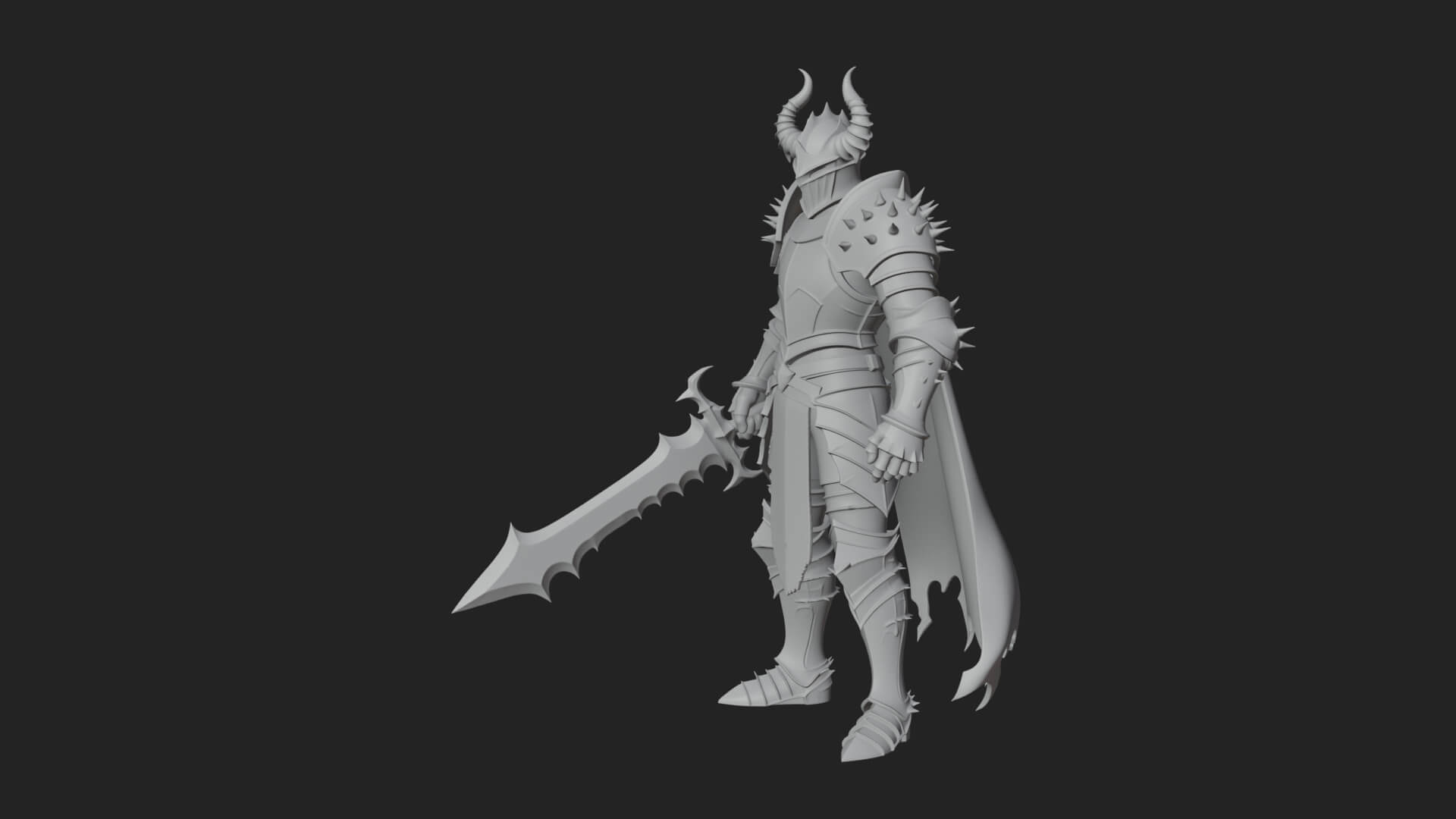 Dark Horned Knight Statue Design 9 3D Print Model 3D Model