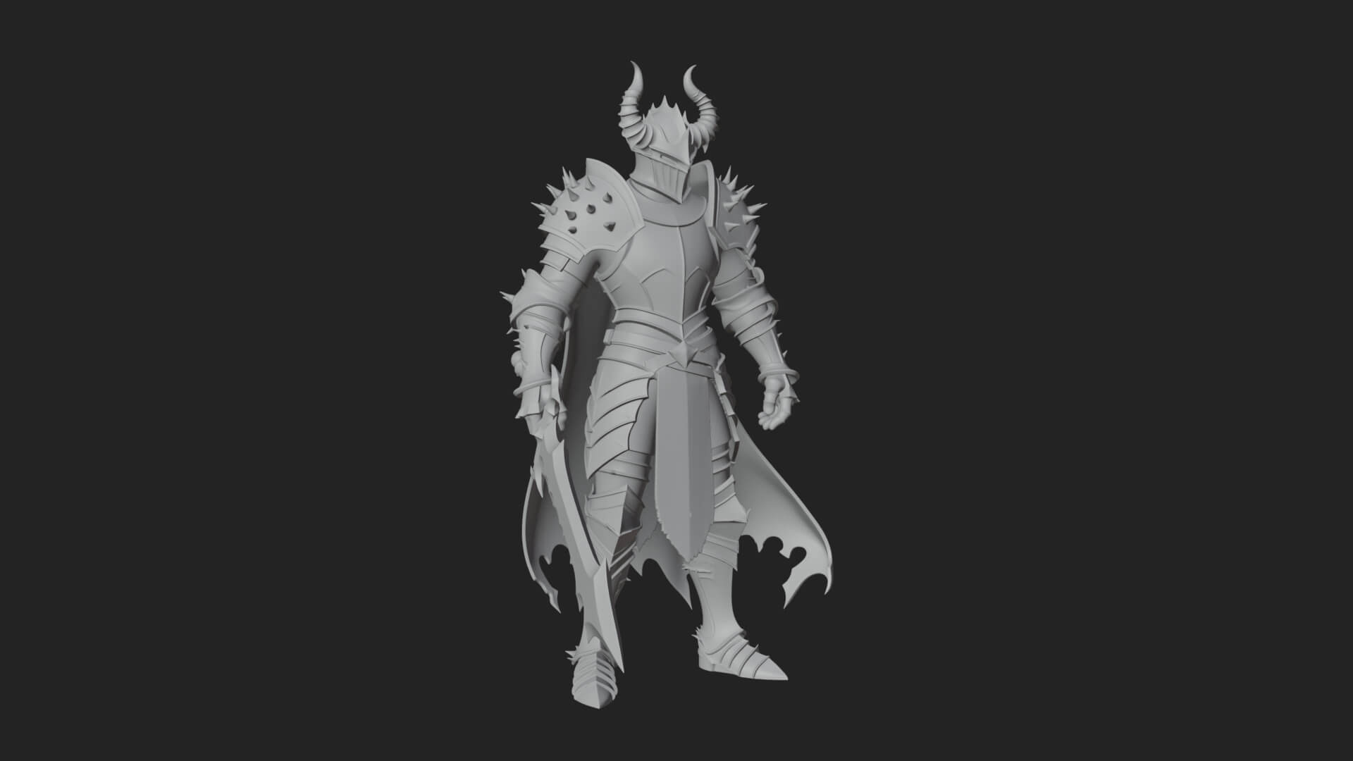 Dark Horned Knight Statue Design 9 3D Print Model 3D Model