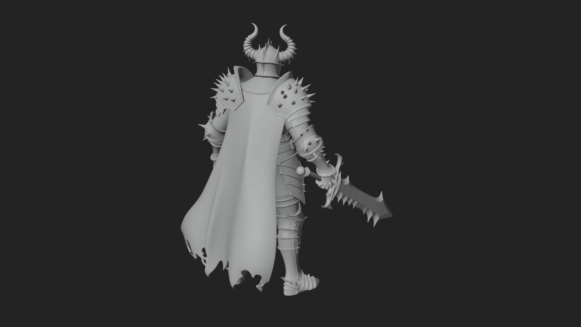 Dark Horned Knight Statue Design 9 3D Print Model 3D Model
