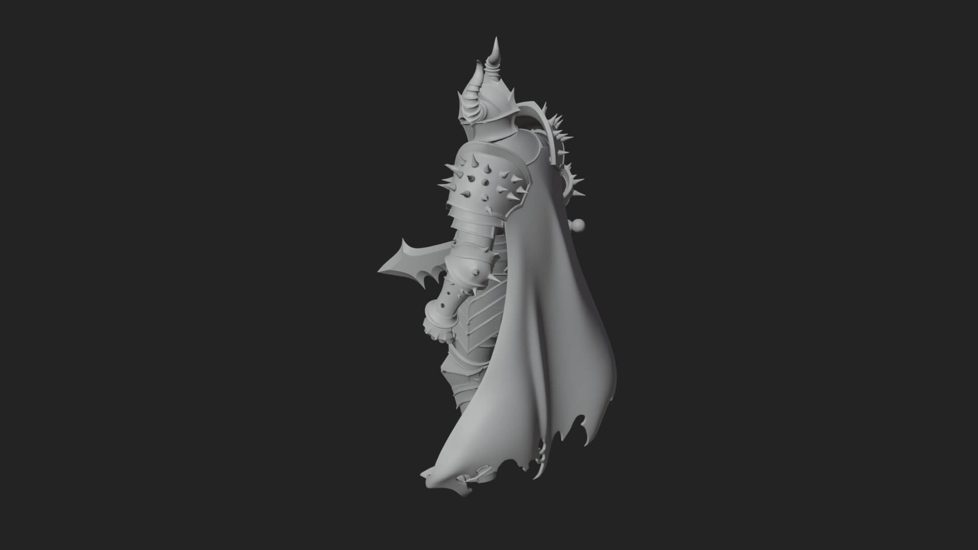 Dark Horned Knight Statue Design 9 3D Print Model 3D Model