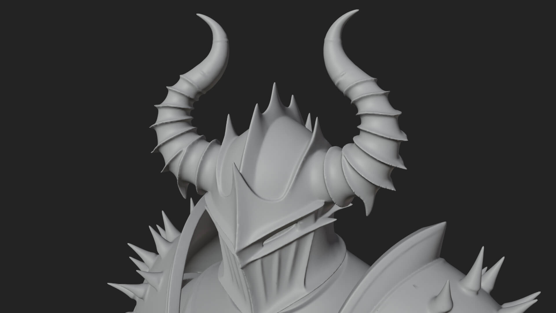 Dark Horned Knight Statue Design 9 3D Print Model 3D Model