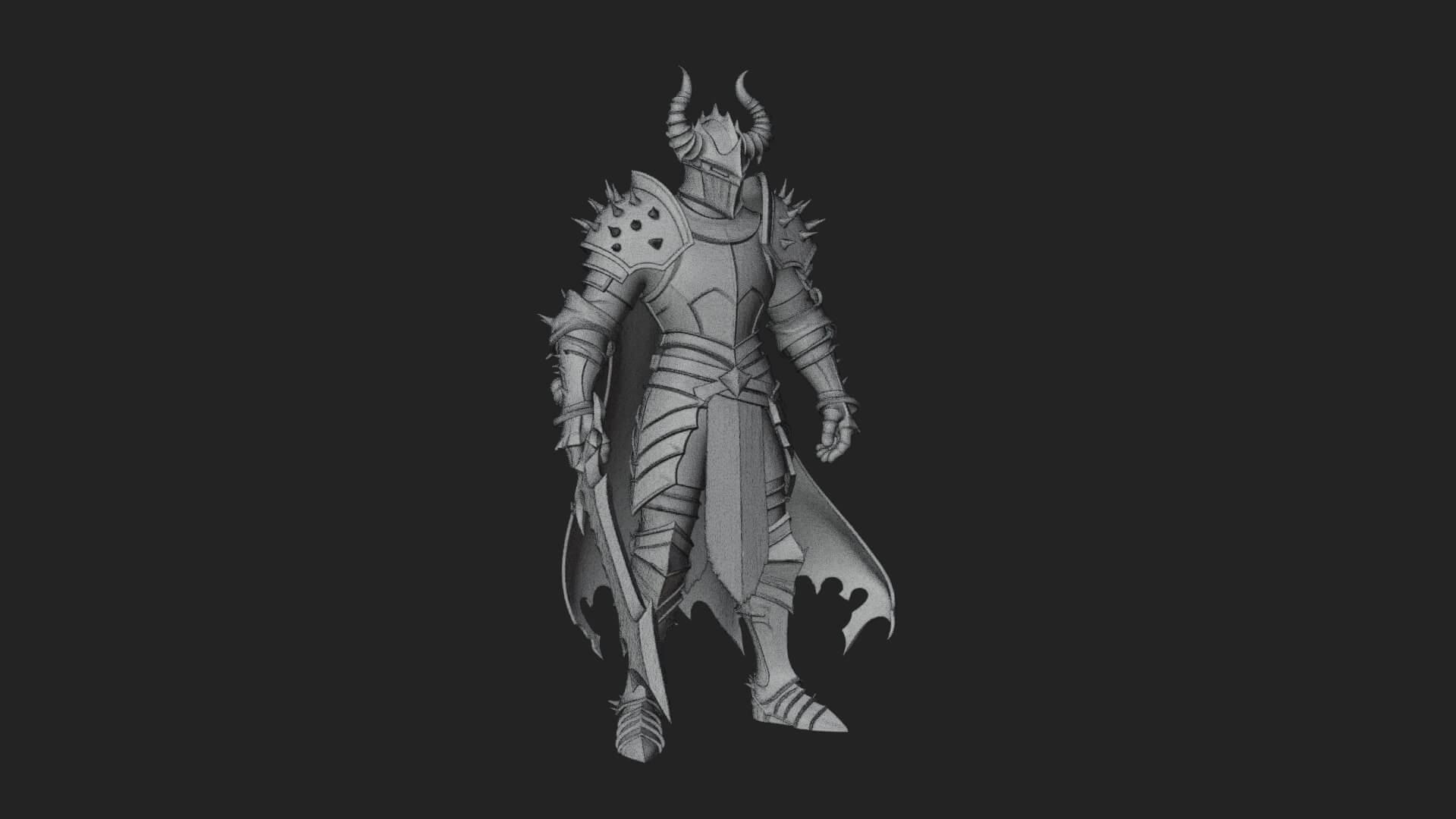 Dark Horned Knight Statue Design 9 3D Print Model 3D Model