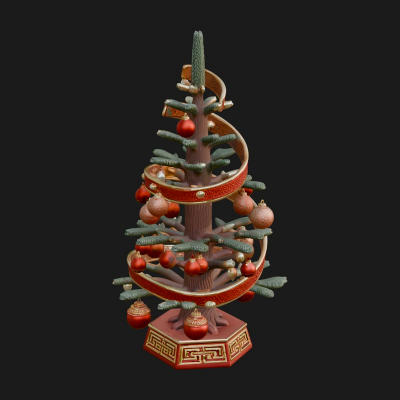 Decorated Christmas Tree Model Design 10 3D Print Model