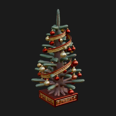 Decorated Christmas Tree Model Design 11 3D Print Model