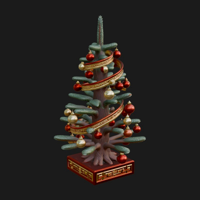 Decorated Christmas Tree Model Design 11 3D Print Model
