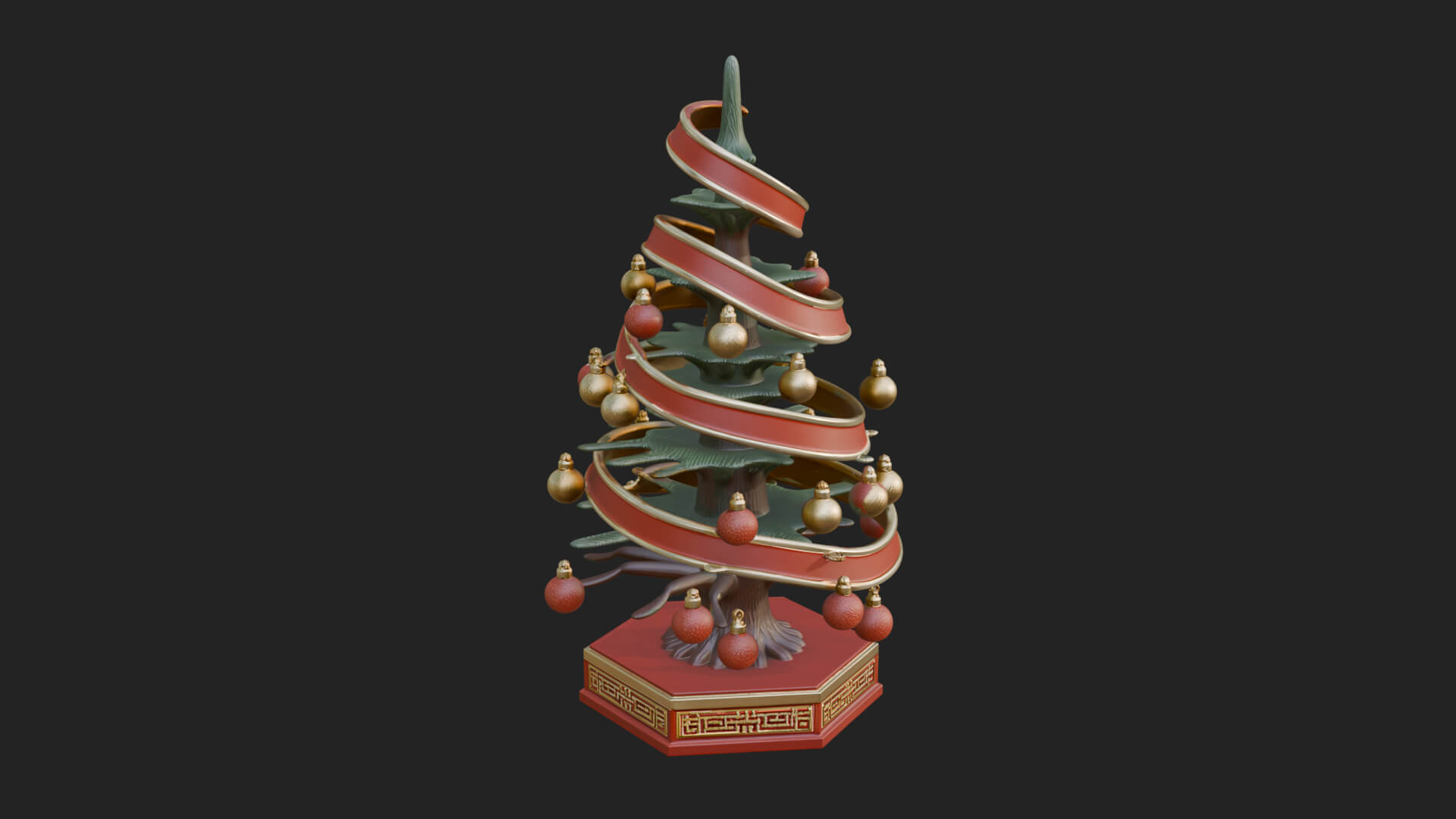 Decorated Christmas Tree Model Design 12 3D Print Model 3D Model