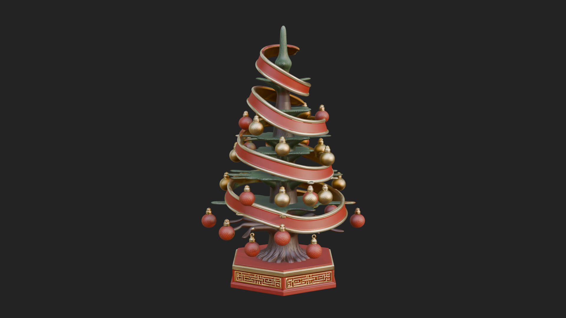 Decorated Christmas Tree Model Design 12 3D Print Model 3D Model