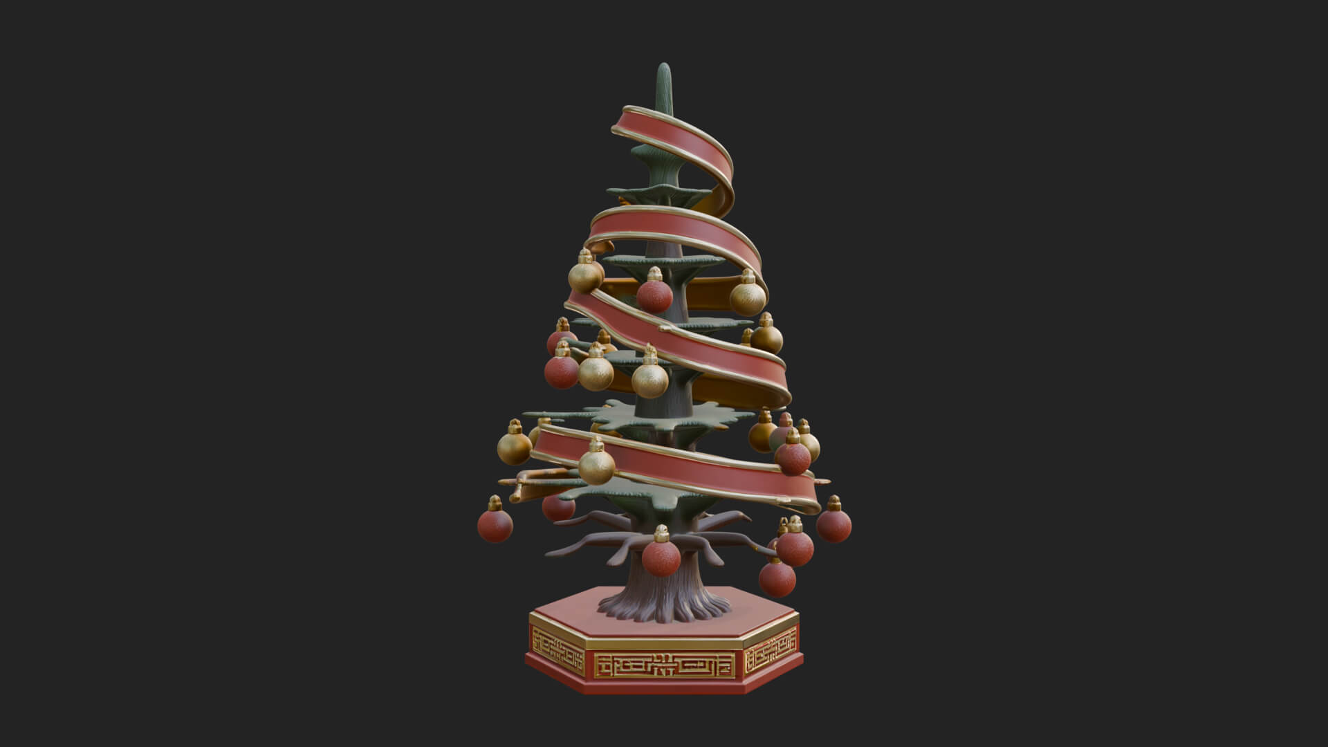 Decorated Christmas Tree Model Design 12 3D Print Model 3D Model