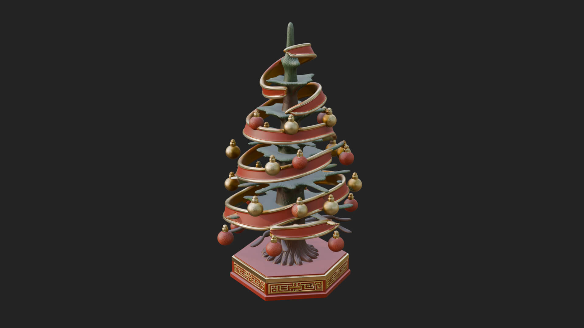 Decorated Christmas Tree Model Design 12 3D Print Model 3D Model