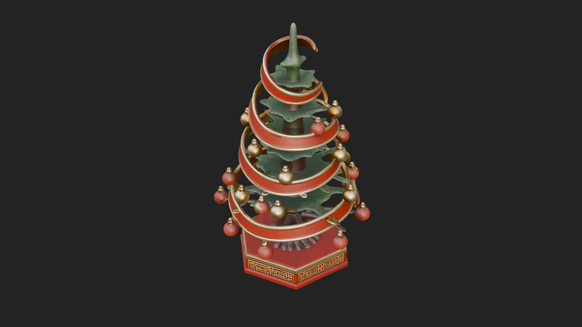 Decorated Christmas Tree Model Design 12 3D Print Model 3D Model