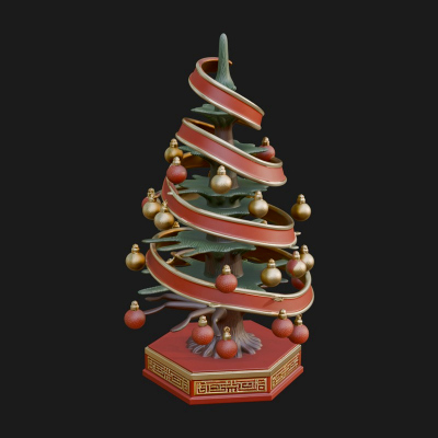 Decorated Christmas Tree Model Design 12 3D Print Model