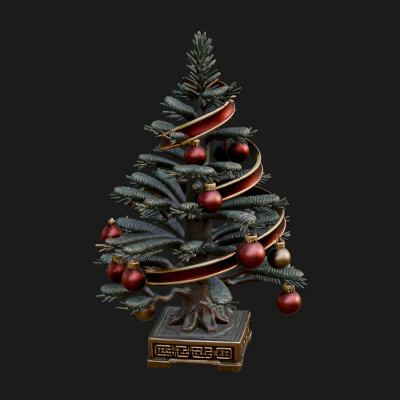 Decorated Christmas Tree Model Design 13 3D Print Model